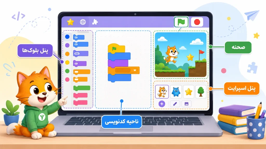 محیط اسکرچ در مرحله اول ساخت بازی