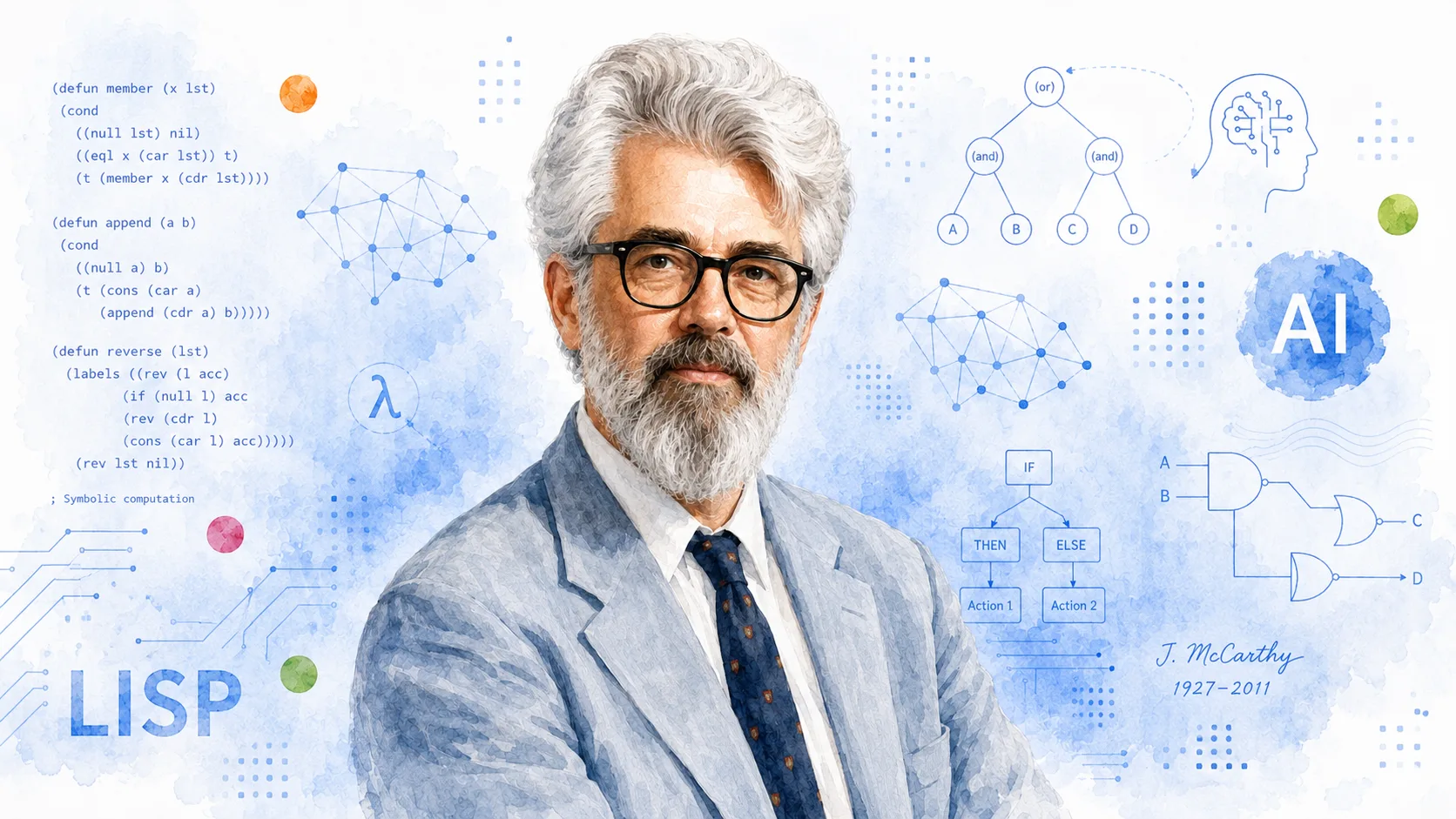 پرتره جان مک‌کارتی، از چهره‌های پایه‌گذار هوش مصنوعی