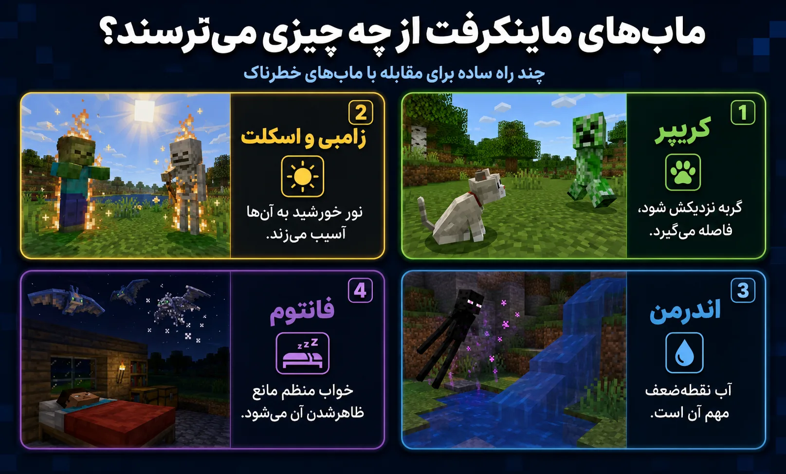 اینفوگرافیک مابهای ماینکرفت از چه چیزی میترسند