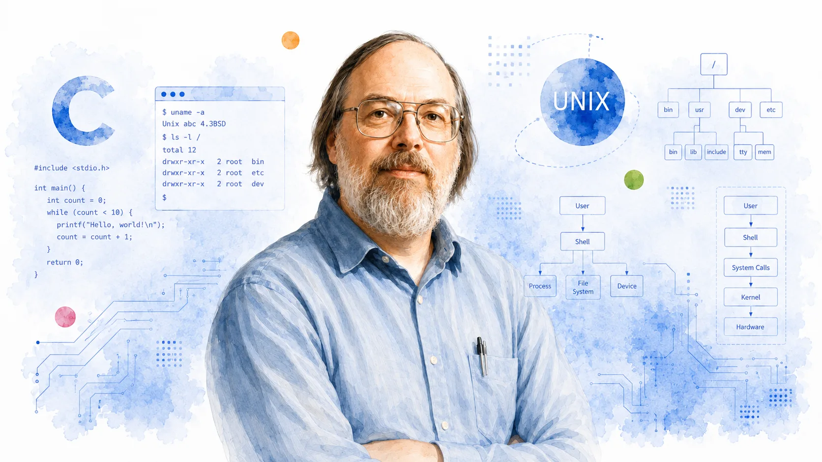 پرتره کن تامپسون، از سازندگان سیستمعامل Unix