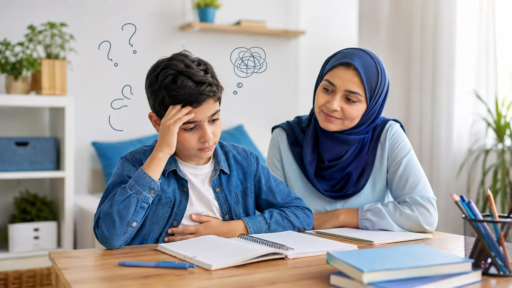 مادر در حال گفت و گوی آرام با کودک برای کاهش استرس